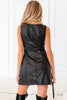Black Vegan Leather Sleeveless Mini Dress