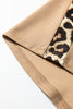 Light French Beige Leopard Trim Round Neck Loose T Shirt