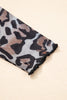 Brown Leopard Mock Neck Mesh Long Sleeve Top