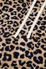 Leopard Print Waffle Contrast Kangaroo Pocket Hooded Sweatshirt