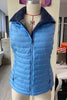 Black Plush Collared Quilted Zipped Puffer Vest