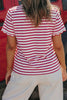 Black Stripe Scalloped Trim Round Neck T Shirt