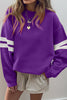 Tillandsia Purple Varsity Striped Detail Drop Shoulder Oversized Sweatshirt