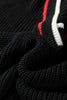 Black Contrast Striped Trim V Neck Drop Shoulder Sweater