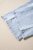 Beau Blue Lace Trim Casual Full-Length Regular Fit Jeans