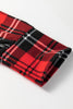 Red Festive Plaid Print Round Neck Long Sleeve and Pants 2 Piece Lounge Set