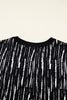 Black Abstract Printed V Neck Fall Blouse