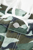 Green Camouflage Print Wide Leg Drawstring Denim Pants