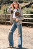 Casual Contrast Corduroy Flap Pocket Patchwork Plaid Shacket