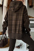 Chicory Coffee Plaid Patchwork Side Slit Hoodie