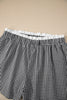 Black Contrast Trim Plaid Print Plus Size Shorts