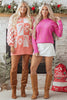 Racing Red Christmas Candy Cane Holiday Drop Shoulder Sweater