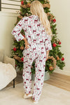 Light Grey Christmas Printed Shirt and Pants Pajama Set