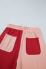 Beau Blue Raw Seam Colorblock Wide Leg Ankle Length Casual Pants