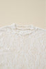 White Sheer Lace Mesh Mock Neck Slim Fit Long Sleeve Top