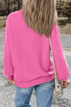 Black Plain Drop Shoulder Crewneck Pullover Sweatshirt