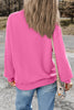 Black Plain Drop Shoulder Crewneck Pullover Sweatshirt