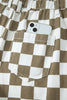 White Checkered Print Denim Barrel Pants