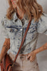 Beau Blue Light Wash Buttoned Chest Pocket Puff Sleeve Denim Jacket