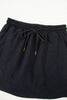 Color black Striped Collared Zip up Textured Skirt Set