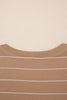 Khaki Stripe Casual Short Sleeve Side Slit Maxi T Shirt Dress