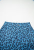 Sky Blue Leopard Denim Frayed Split Denim Midi Skirt
