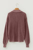 Dark Brown Mineral Washed Knit Button Polo Collar Loose Sweater