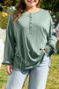 Seagrass Plus Size Exposed Seam Drop Shoulder Henley Top