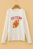 Beige Go Team Football Drop Shoulder Knit Top Sweater
