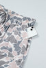 Khaki Camouflage Print Patch Pockets Ankle-Length Plus Size Pants