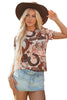 Brown Western Horseshoe Printed Mesh T Shirt