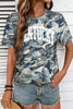 Green Camouflage KENTUCKY Crew Neck Summer Top