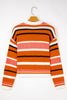 Orange Stripe Drop Shoulder Cropped Pullover Sweater