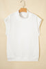 Black Solid Color High Neck Cap Sleeve Loose Top