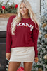 Racing Red Merry Colorful Dot Detail Christmas Drop Shoulder Sweater