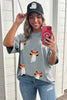 Gray Halloween Ghost Print Short Sleeve Loose Fit T Shirt