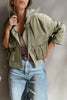 Laurel Green Zipped Pocket Cropped Hooded Utility Jacket