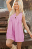 Bonbon Mineral Wash Pleated Bust V Neck Sleeveless Denim Romper