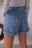 Ivy Seam Detail Pocketed Cuffed Hem Denim Shorts