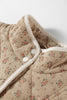 Khaki Floral Print Quilted Concealed Button Vest
