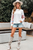 White Floral Dotted Mixed Print Patchwork Sleeve High Low Casual Sweatshirt