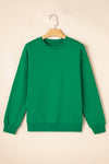 Dark Green Solid Classic Crewneck Pullover Sweatshirt