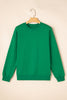 Dark Green Solid Classic Crewneck Pullover Sweatshirt