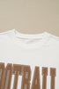 White FOOTBALL 3D Letter Graphic Crew Neck Sweatshirt