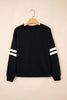 Black Varsity Striped Detail Drop Shoulder Oversized Sweatshirt