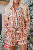 Pink Nutcracker March Long Sleeve Button Up 2pcs Pajama Short Set