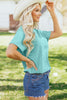 Mint Green Mineral Wash Raglan Sleeve Boxy Fit Cropped Tee