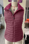 Black Plush Collared Quilted Zipped Puffer Vest