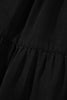 Black Elastic Waist Ruffled Tiered Flared Denim Maxi Skirt