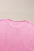 Pink Plus Size Mineral Wash Drop Shoulder Round Neck Sweatshirt